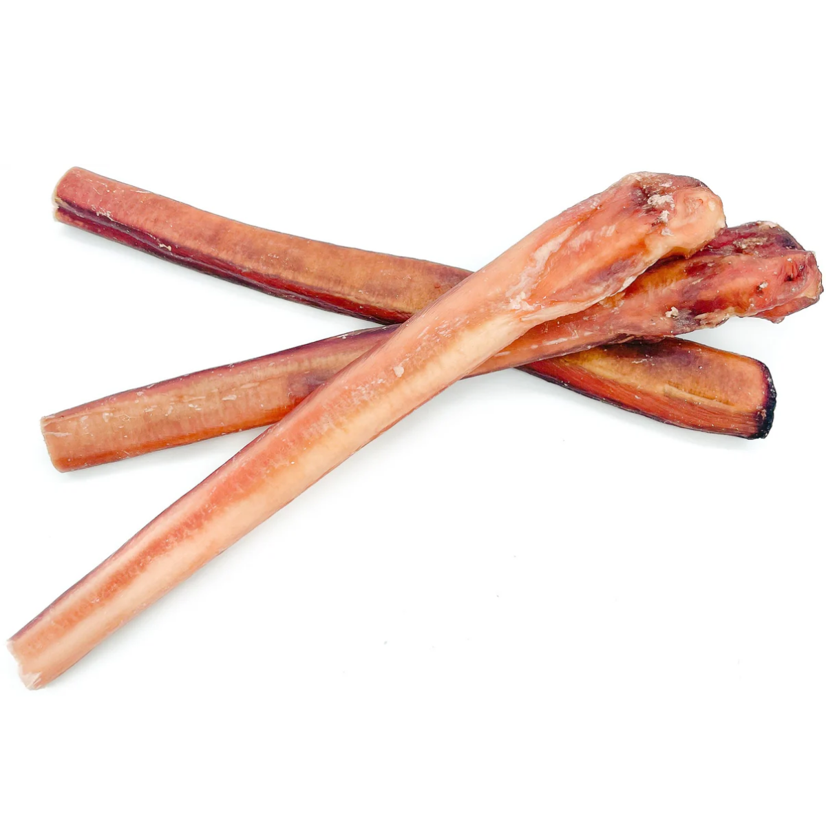 Three 12-inch monster bully stick dog treats from Bully Bunches.