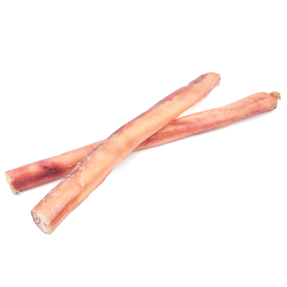 Two 12-inch thick bully stick dog treats from Bully Bunches.