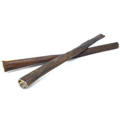 Two 10-12 inch standard collagen stick dog treats from Bully Bunches.