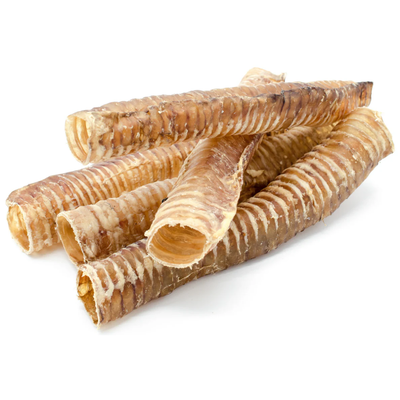 A bunch of 12-inch beef trachea dog treats from Bully Bunches.