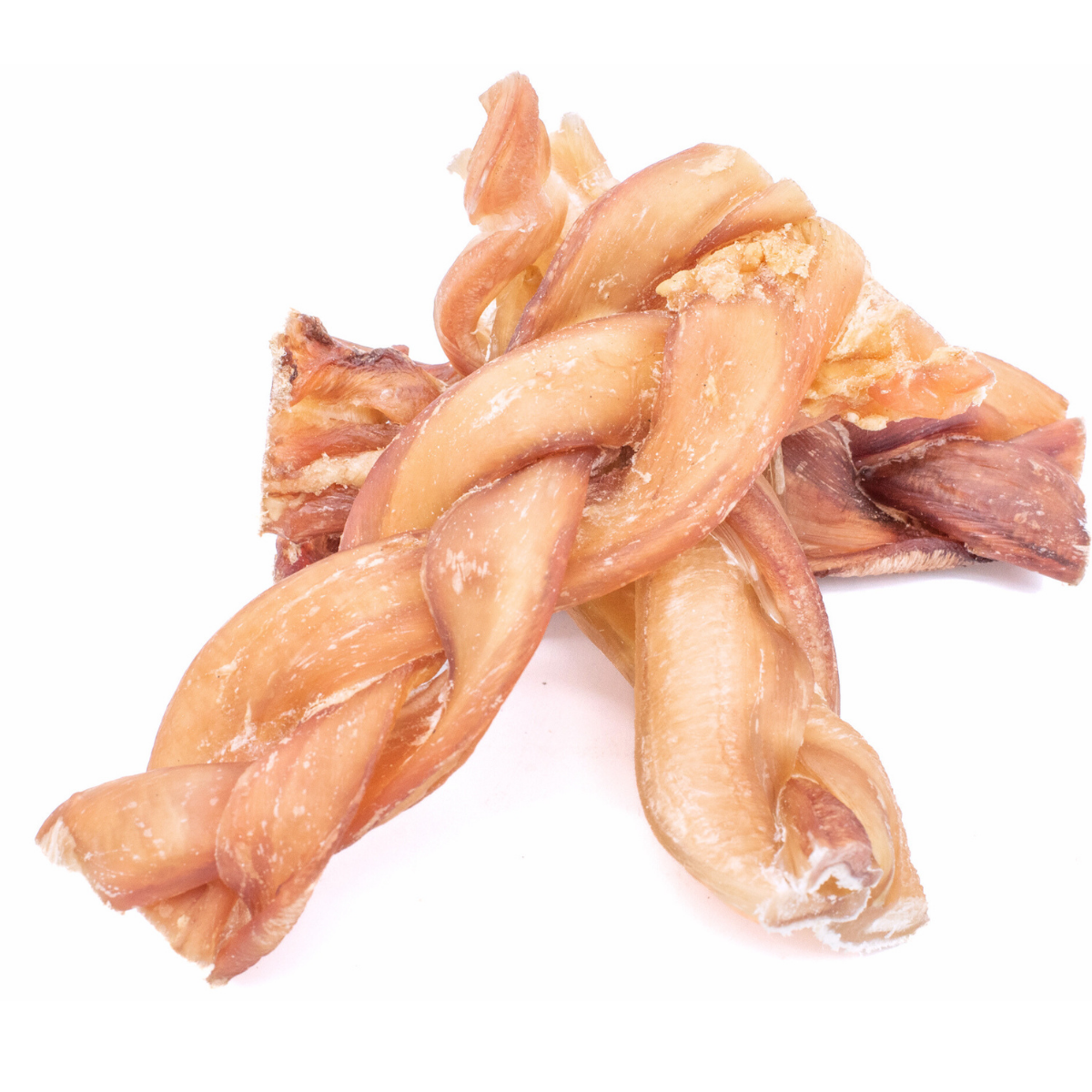 Three 6-inch monster braided bully stick dog treats from Bully Bunches.