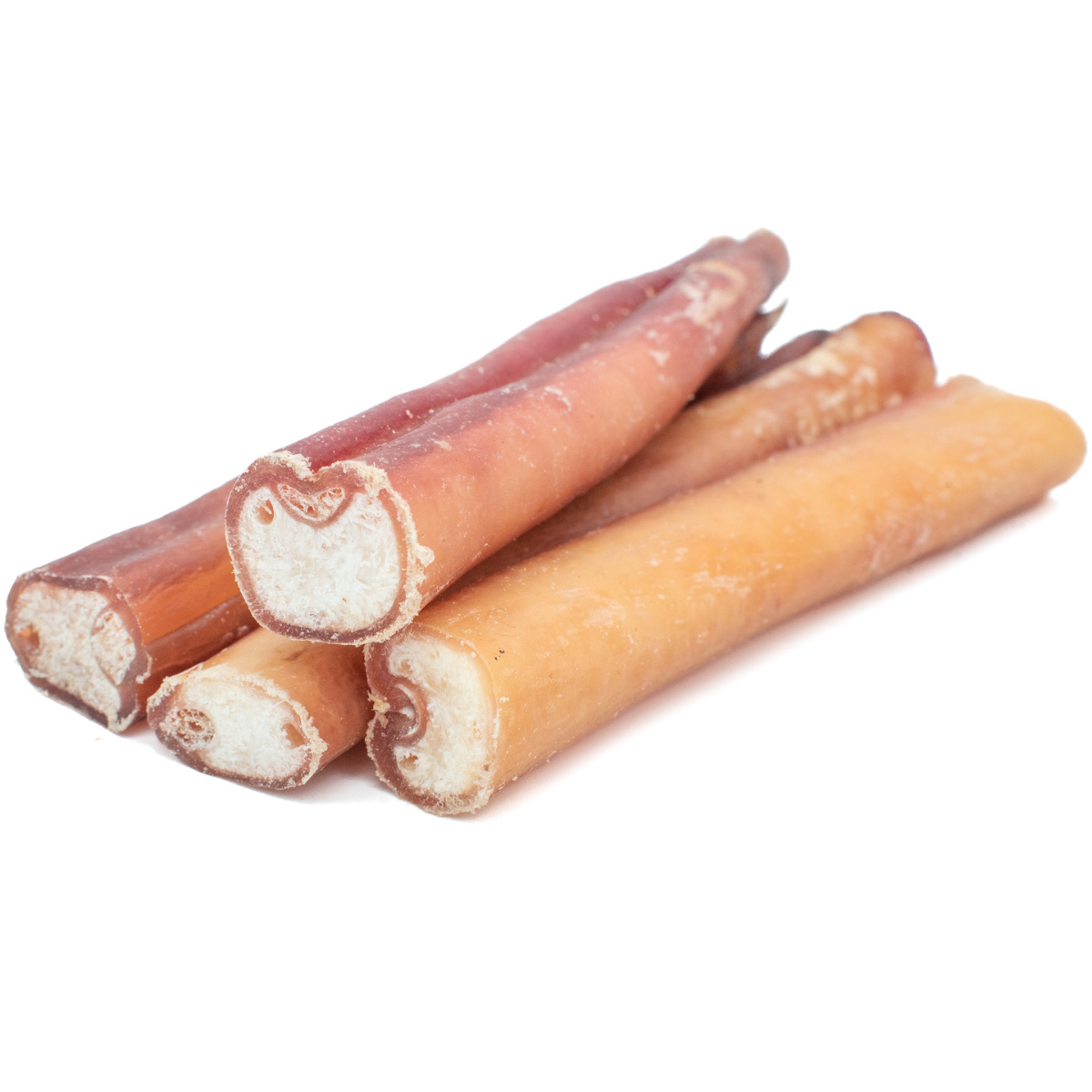four 6-inch jumbo bully stick dog treats from Bully Bunches.