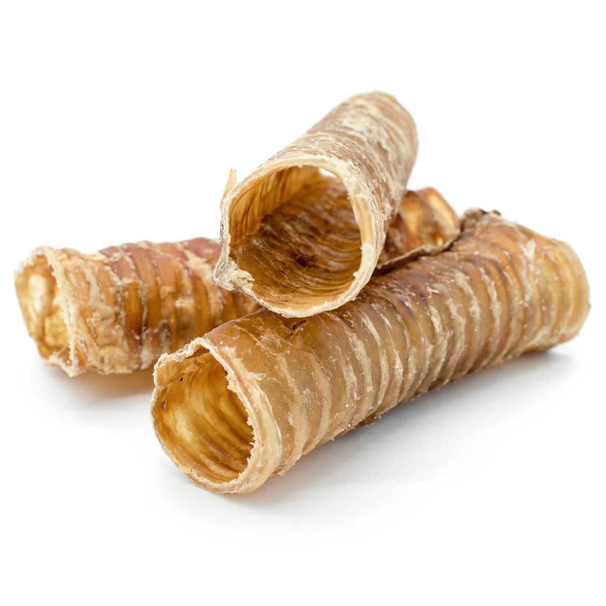 Three 6-inch beef trachea dog treats from Bully Bunches.