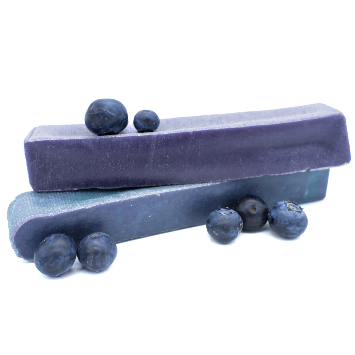 Two medium blueberry Himalayan yak chew dog treats from Bully Bunches.