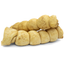 Two cow beef cheek roll dog treats with peanut butter.