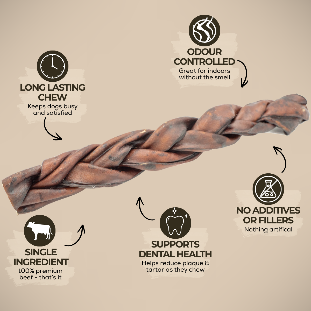 10-12 Inch Braided Collagen Stick